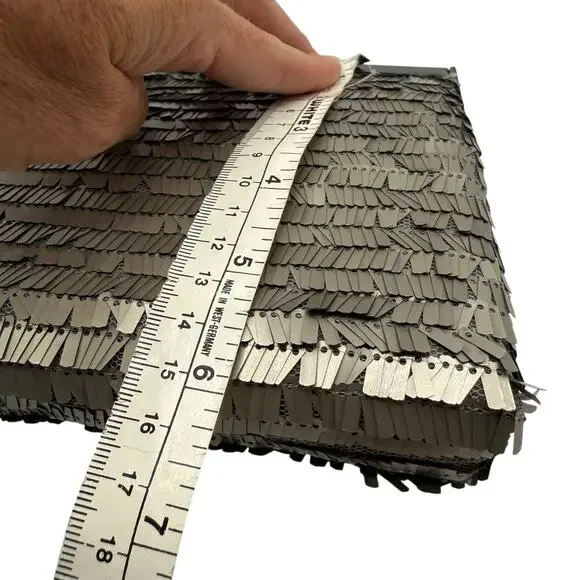 Rachel Roy Handbag Gray Silver Sequin Purse Clutch Bag Evening Cocktail - Picture 10 of 11